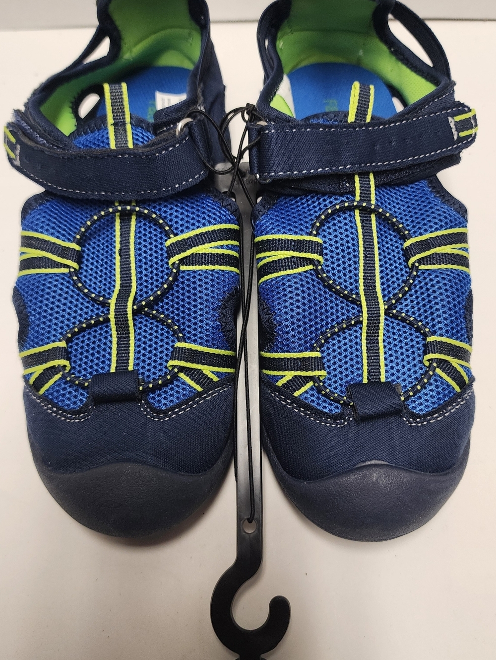 Size 1 M Boys Blue Green Watershoes Slingback Camp Sandals Falls Creek NEW
